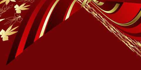 Luxury red gold leaves background