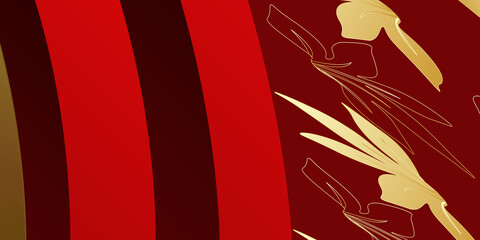 Luxury red gold leaves background