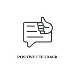 positive feedback line icon. linear style sign for mobile concept and web design. Outline vector icon. Symbol, logo illustration. Vector graphics