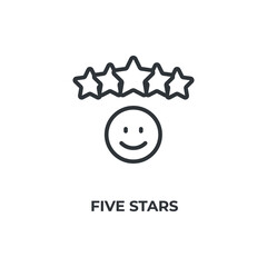 five stars line icon. linear style sign for mobile concept and web design. Outline vector icon. Symbol, logo illustration. Vector graphics