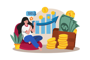 Take investment profit Illustration concept. Flat illustration isolated on white background.