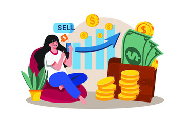 Fototapeta na wymiar Take investment profit Illustration concept. Flat illustration isolated on white background.