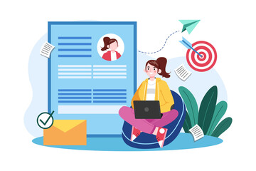 Job Recruitment Application Illustration concept. Flat illustration isolated on white background.