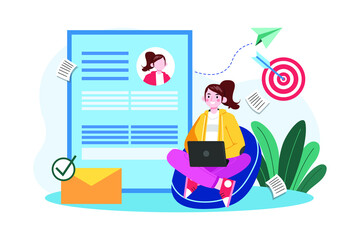 Job Recruitment Application Illustration concept. Flat illustration isolated on white background.