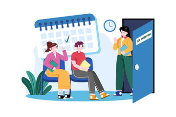 Job Interview Queue Illustration concept. Flat illustration isolated on white background.