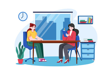 Employee Interview Illustration concept. Flat illustration isolated on white background.