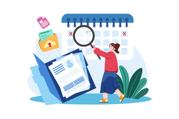 Hiring Schedule Illustration concept. Flat illustration isolated on white background.