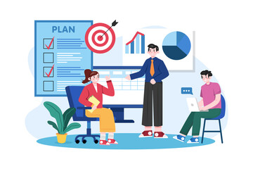 Business Training Illustration concept. Flat illustration isolated on white background.