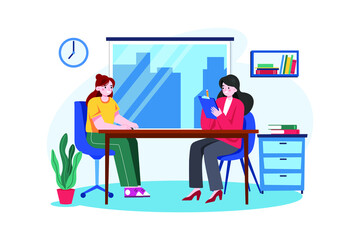 Employee Interview Illustration concept. Flat illustration isolated on white background.