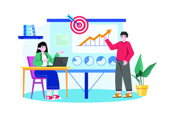 Employee Presenting Illustration concept. Flat illustration isolated on white background.