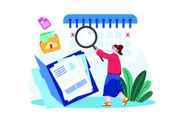 Hiring Schedule Illustration concept. Flat illustration isolated on white background.