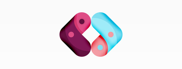 Creative geometric wallpaper. Round arrow shape minimal geometric background. Techno business template for wallpaper, banner, background or landing