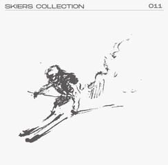 Skier going down the mountain, vector illustration