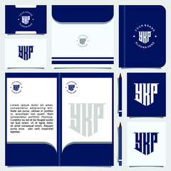 Creative letter monogram logo design with stationery template