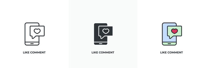 like comment icon. Line, solid and filled outline colorful version, outline and filled vector sign. Idea Symbol, logo illustration. Vector graphics