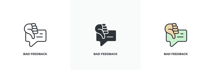 bad feedback icon. Line, solid and filled outline colorful version, outline and filled vector sign. Idea Symbol, logo illustration. Vector graphics