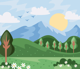 Fototapeta premium meadow day landscape nature