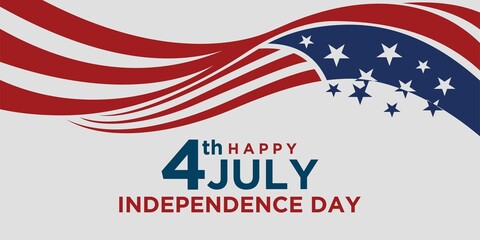 Happy 4th july holiday in the US. American independence day greeting card vector illustration