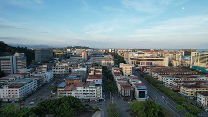 Kota Kinabalu, Sabah Malaysia – June 14, 2022: The Waterfront and Esplanade Area of Kota Kinabalu City Centre