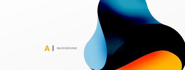 Flowing geometric shapes minimalist abstract background. Round shapes and circles. Wallpaper for concept of AI technology, blockchain, communication, 5G, science, business