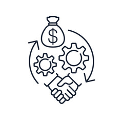 business partnership process. Vector linear icon isolated on white background.