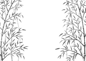 竹・笹の水墨画風ベクター背景