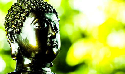 Close up silhouette Buddha statue , in studio Chiangmai    Thailand.