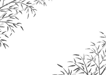 竹・笹の水墨画風ベクター背景