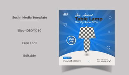 Table Lamp social media posts and Instagram post banner template 
