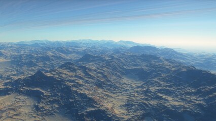 landscape on planet Mars, scenic desert scene on the red planet
