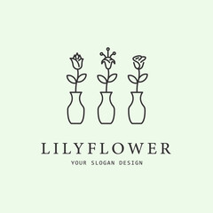 flower line art logo minimalist vector illustration design