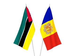 Andorra and Republic of Mozambique flags