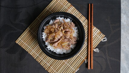 Pork sliced with shoyu sauce, japan food