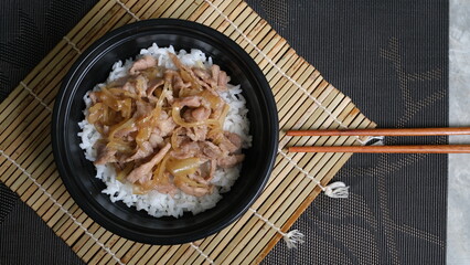 Pork sliced with shoyu sauce, japan food