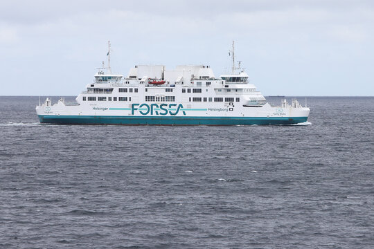 Helsingborg, Sweden - June 14, 2022: The electric powered car and passenger ferry Tycho Brahe in service for Forsea on the Helingsor-Helsingborg route.