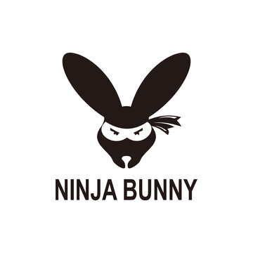 bunny ninja head vector icon isolated on white background