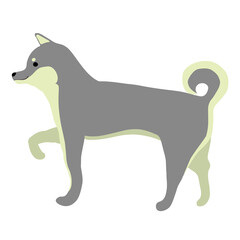 片足を上げる黒柴のイラスト素材