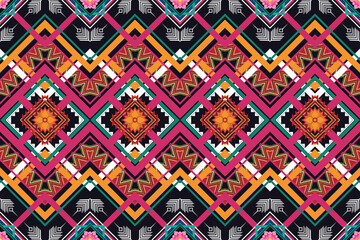 Geometric ethnic flower pattern for background,fabric,wrapping,clothing,wallpaper,Batik,carpet,embroidery style.