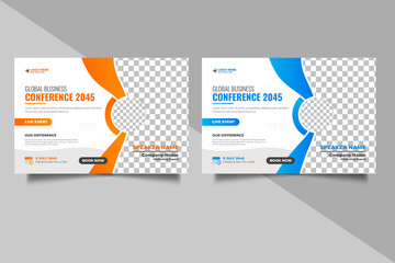 global horizontal business conference flyer template for business webinar event flyer design