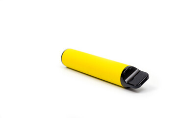 A disposable electronic cigarette in a yellow body, photographed against a white background.