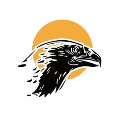 eagle face logo, silhouette of great big falcon head, vector illustrations