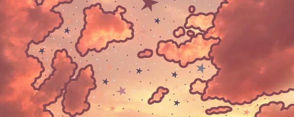 magic sky with stars illustration background