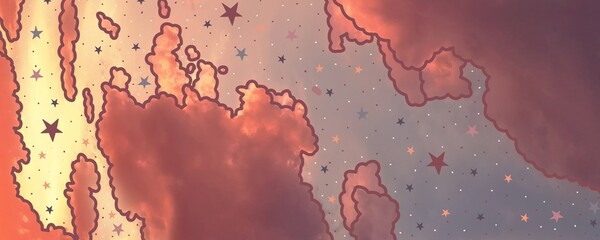 magic sky with stars illustration background