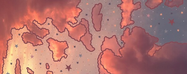 magic sky with stars illustration background