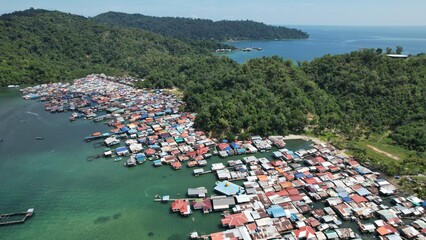 The Scenery of The Villages Within Gaya Island, Kota Kinabalu, Sabah Malaysia - obrazy, fototapety, plakaty