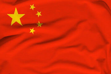 China national flag, folds and hard shadows on the canvas