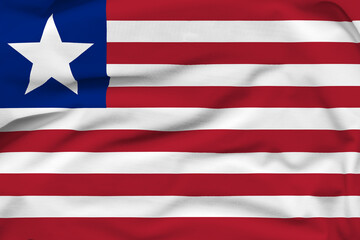 Liberia national flag, folds and hard shadows on the canvas