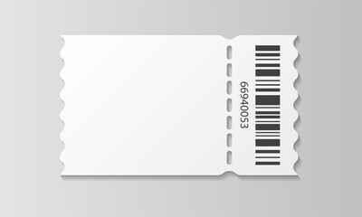 Fototapeta na wymiar Blank ticket with barcode isolated