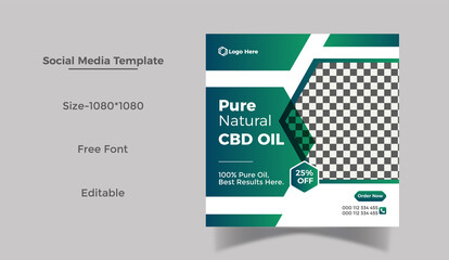 Hemp products or CBD oil social media post web banner  and Instagram post template design