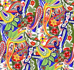 print a suitable size for a textile consisting of paisley and flowers